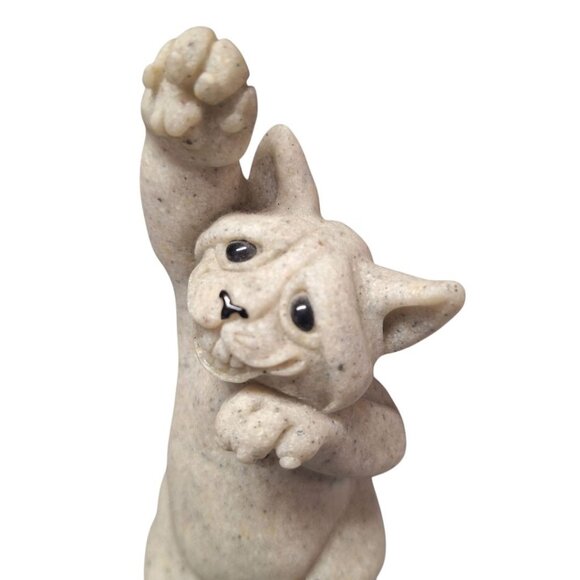 Quarry Critters Caz 2001 Cat Figurine Resin Stone Wave Grin Smile Kitty Vintage - Picture 9 of 10